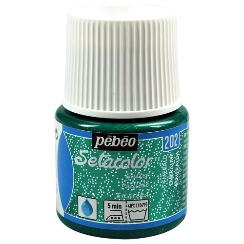 Краска для светлых тканей Pebeo с микро-глиттером, Setacolor, 45 мл, цвет изумруд