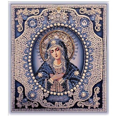Набор для вышивания хрустальными бусинами образа В каменьях арт. 7723 Богородица Умиление 24,5х21,5 см