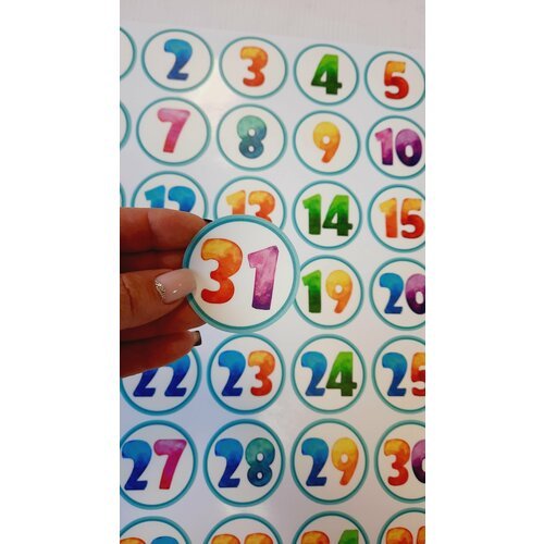 Наклейки маркировка для детского сада 'Цифры' на 35 человек 5см