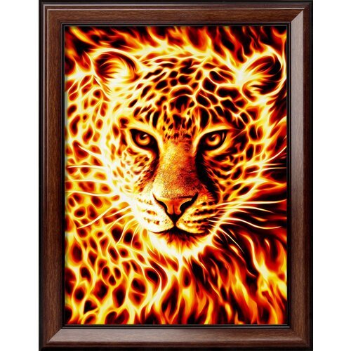 АЖ-1849 Алмазная Живопись Алмазная мозаика «Огненный леопард», АЖ-1849