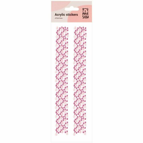 Наклейки акриловые MESHU 'Pink line', 25*7,8см, стразы, 500 наклеек, инд. уп, европодвес, 324566