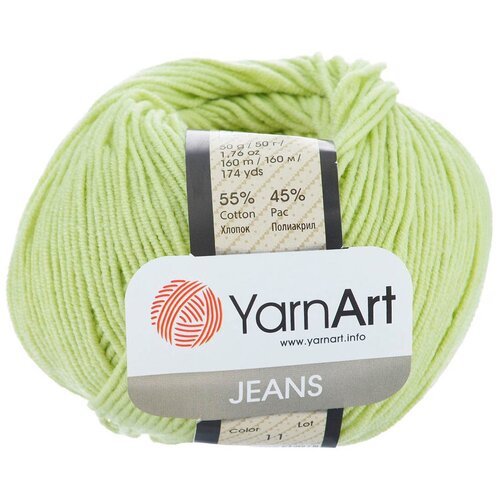 Пряжа для вязания YarnArt 'Jeans' 50гр 160м (55% хлопок, 45% полиакрил) (33 бирюза), 10 мотков