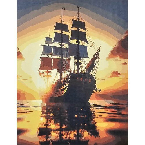 Картина по номерам 'Корабль на рассвете' холст на подрамнике 40x50 см, OK11383