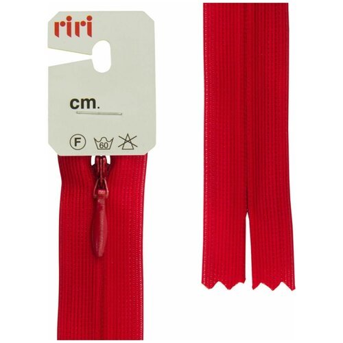 Застежка-молния потайная 'Riri', неразъемная, Т3, цвет: красный (2407), длина 50 см