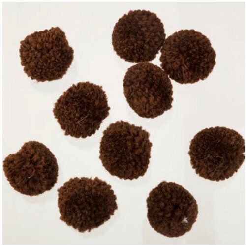 Помпон трикотажный Nazar темно-коричневый (10), 100%полиэстер, d3см, 3шт