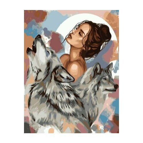 Картина по номерам 'Девушка с волками' холст на подрамнике 40х50 см, GX41385
