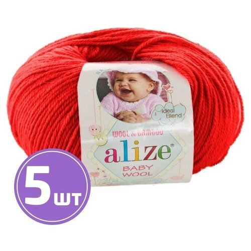 Пряжа Alize Baby wool (56 красный), 5 шт. по 50 г, Alize