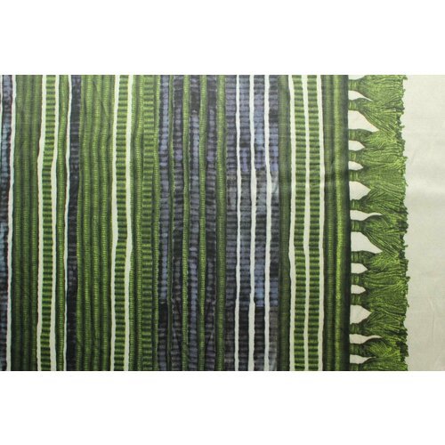 Ткань Шёлк-атлас Ferragamo с рисунком дорожки в синих и зелёных тонах с кистями 0,5 м