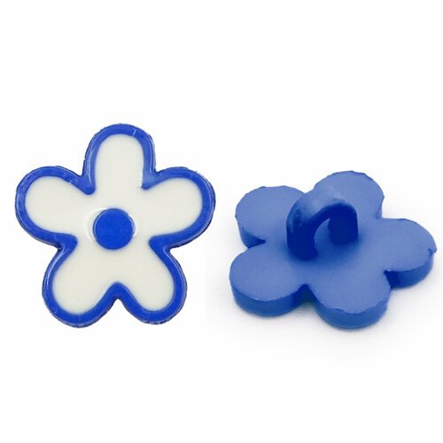 Пуговицы фигурные на ножке Magic Buttons 'Цветы', 24L (15 мм), пластик (D70 синий), 6 шт