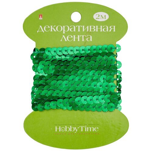Лента из пайеток Hobby Time, длина 2 М., зеленая гамма, 3 вида