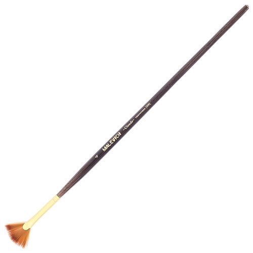 Кисть Малевичъ Claude синтетика, веерная, средняя ручка, №4, 1 шт., коричневый