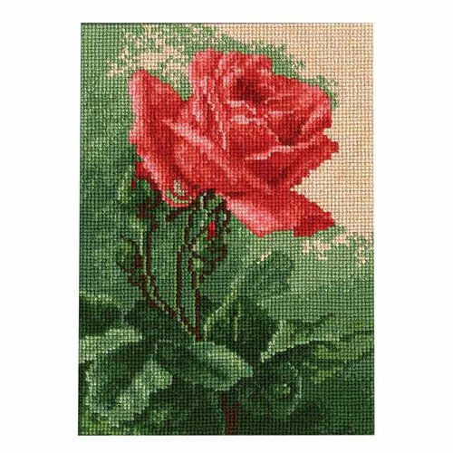 Hobby & Pro Набор для вышивания Алая роза (604), 14.5 х 14.5 см