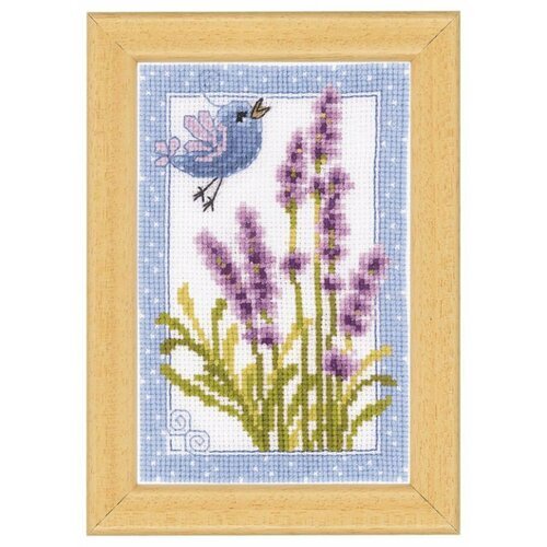 Синяя птичка и цветы PN-0003760