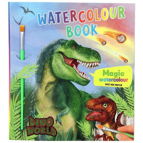 Альбом для раскрашивания Акварель Dino World Watercolour Book Динозавр раскрашивание водой кисточкой