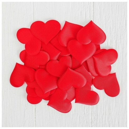 Сердечки декоративные, набор 25 шт, 5 см, цвет красный