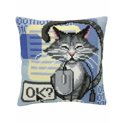 Набор для вышивания крестом подушка, 'Кошки-мышки', 40х40 см, Collection D'Art (5404)