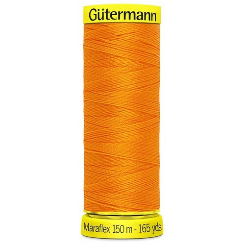 Нить Gutermann Maraflex 120 для эластичных, трикотажных материалов, 150 м, 100% ПБТ, 5 шт (350 светло-оранжевый)