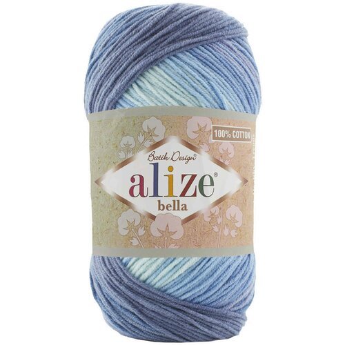 Пряжа Alize Bella Batik 100 светло-голубой-голубой-синий (3299), 100%хлопок, 360м, 100г, 2шт