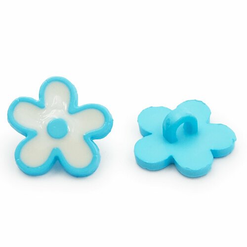 Пуговицы фигурные на ножке Magic Buttons 'Цветы', 24L (15 мм), пластик (D54 голубой), 6 шт