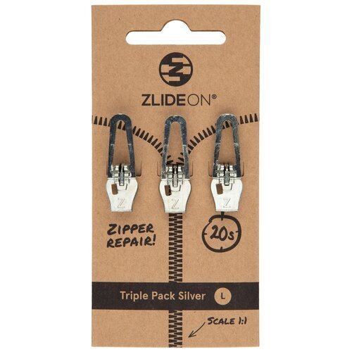 Набор из 3 бегунков для молний ZlideOn Triple Pack Zipper L (Silver)