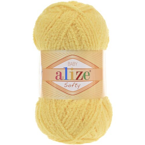 Пряжа Alize softy - 3 шт, светло-желтый (187), 115м/50г, 100% микрополиэстер/Ализе Софти/