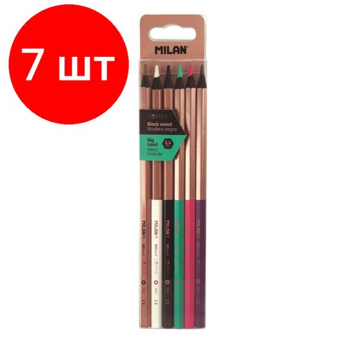 Комплект 7 наб, Карандаши цветные Milan Copper, 6 цв, 713206