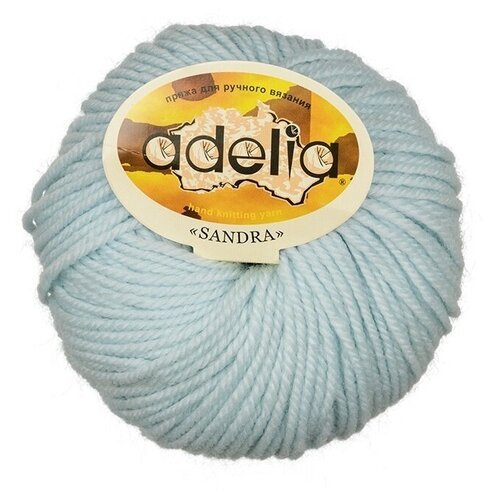 Пряжа Adelia 'SANDRA', 10 шт. по 50 г, набор, 50% шерсть, 50% акрил, 90 м №08 бл. голубой