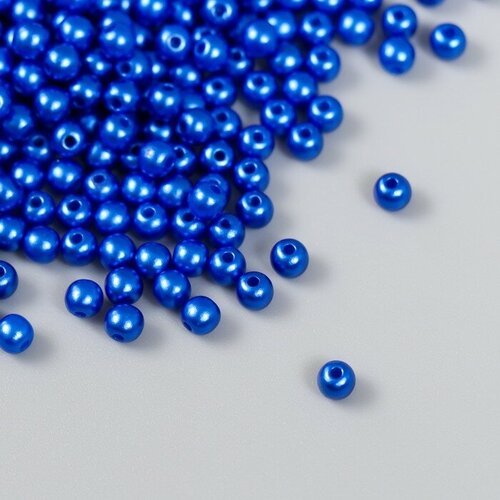 Рукоделие Набор бусин 'Рукоделие' пластик, диаметр 4 мм, 25 гр, королевский синий