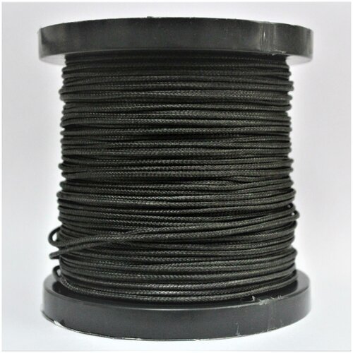 Шнур плетеный, капроновый, высокопрочный Dyneema, черный 1.0 мм, на разрыв 90 кг длина 50 метров.