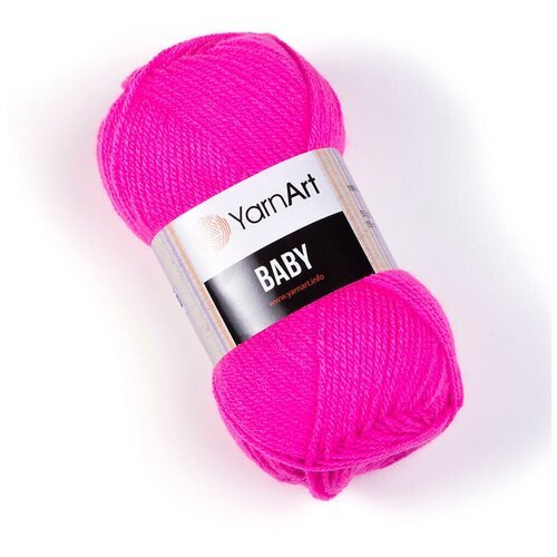 Пряжа для вязания YarnArt Baby (ЯрнАрт Беби) - 2 мотка 174 розовый неон, гипоаллергенная для детских изделий, 100% акрил, 150м/50г