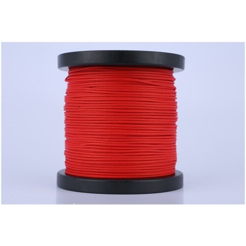 Капроновый шнур, яркий, сверхпрочный Dyneema, красный 1.5 мм, на разрыв 150 кг длина 50 метров.