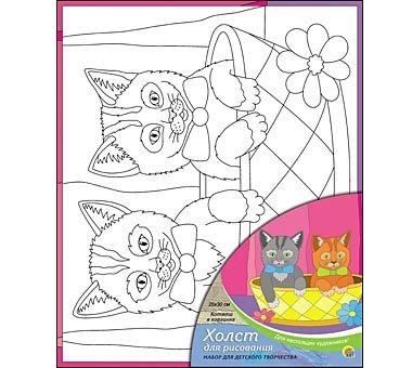 Набор для творчества Рыжий кот Холст с красками 25х30 см Котята в корзине Х-0315