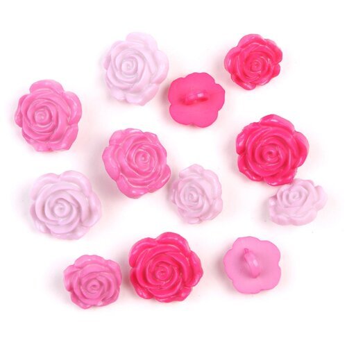 Пуговицы Dress It Up декоративные Розы 9377 0 мм, 12 шт., розовый
