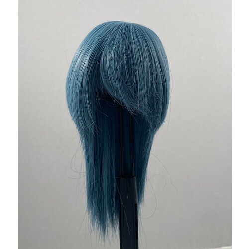 Парик для БЖД кукол DollGa Wig LR-020_D (каскад, голубой, размер 6-6,5 дюймов/15-16,5 см)