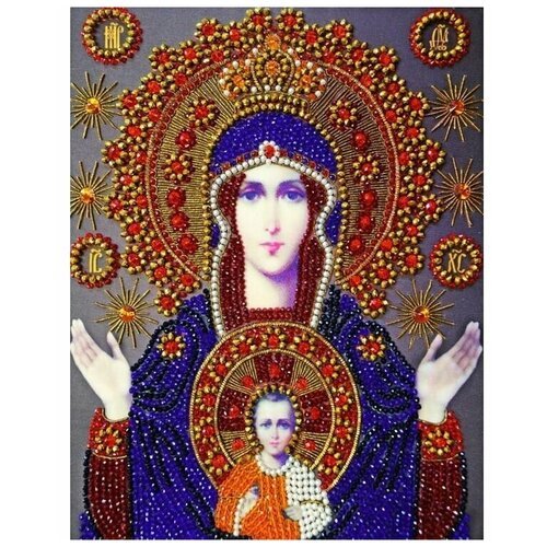 Набор для вышивания хрустальными камнями Хрустальные грани 'Богородица Знамение', 27x33 см