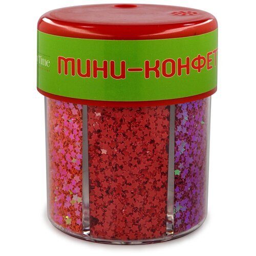 Мини-конфетти для декора с дозатором 'Звездочки №6', цвет: красный, 6 цветов