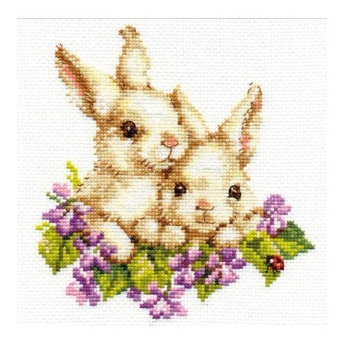 Алиса Набор для вышивания крестиком Крольчата 15 х 16 см (1-11) разноцветный