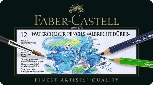 Карандаши цветные акварельные художественные FABER-CASTELL 'Albrecht Durer', 12 цветов, металлическая коробка, 117512
