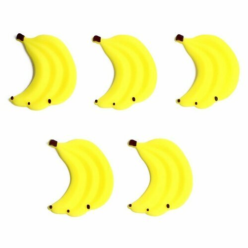 Декор силикон «Бананы» набор 5 шт, размер 1 шт. — 3 × 3,7 × 0,3 см, клеевые подушечки, 2 штуки