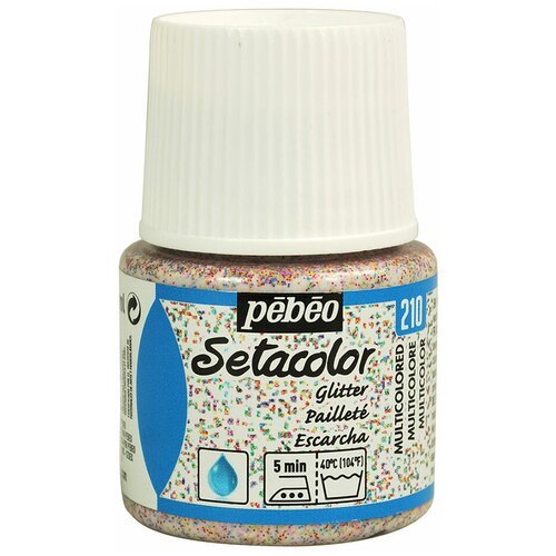 Краска для светлых тканей Pebeo с микро-глиттером, Setacolor, 45 мл, цвет голографический