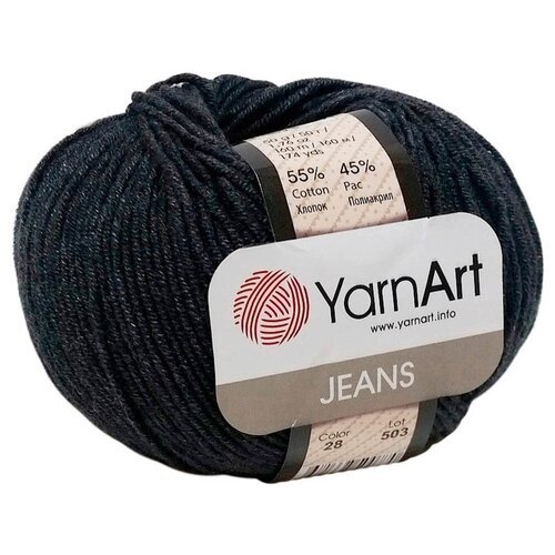 Пряжа для вязания YarnArt 'Jeans' 50гр 160м (55% хлопок, 45% полиакрил) (28 графит), 10 мотков