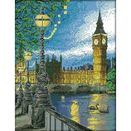 Алмазная мозаика на подрамнике 40х50 'Лондон, Биг-Бен' / Картина стразами