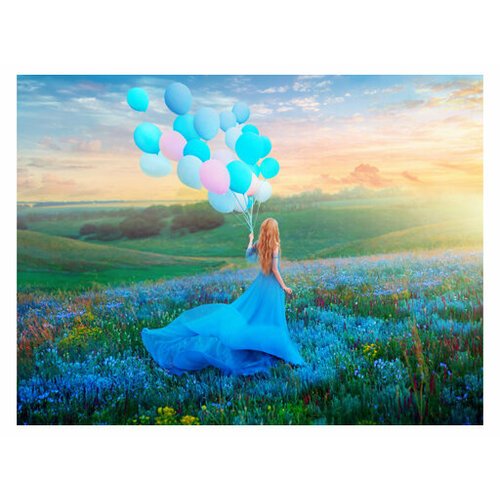 Холсты с красками 30х40 см по номерам (в коробке) (20цв.) Девушка С воздушными шарами (Арт. ХК-6842)