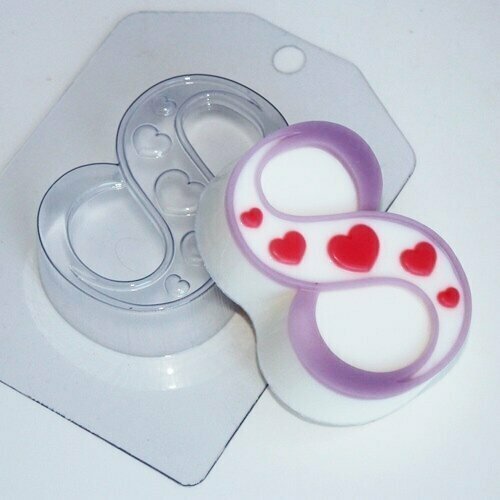 8 марта - Сердечки по диагонали, форма для мыла пластиковая