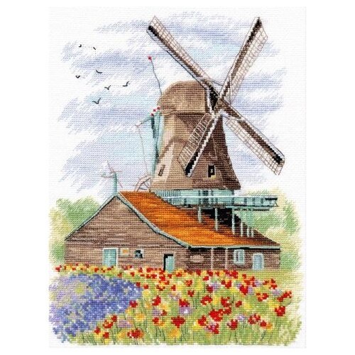 Овен Набор для вышивания Ветряная мельница. Голландия (1105), зеленый/коричневый, 24 х 19 см