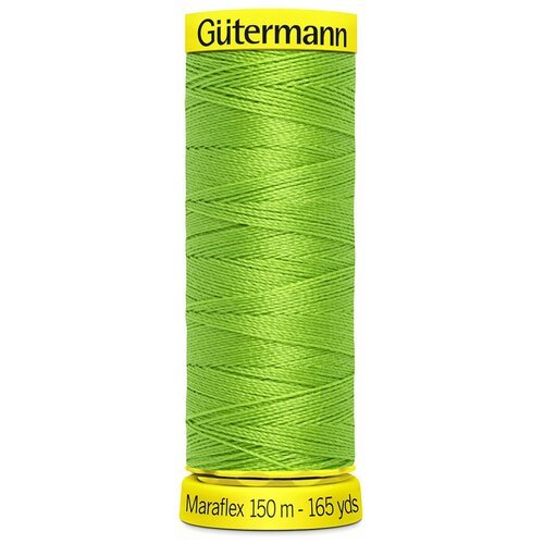 Нитки швейные Gutermann Maraflex 120 для эластичных, трикотажных материалов, 150 м, 100% ПБТ, 5 шт (336 лаймовый)