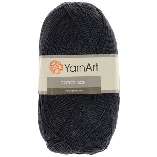 Пряжа для вязания YarnArt 'Cotton soft' 100гр 600м (55% хлопок, 45% акрил) (28 черный), 5 мотков
