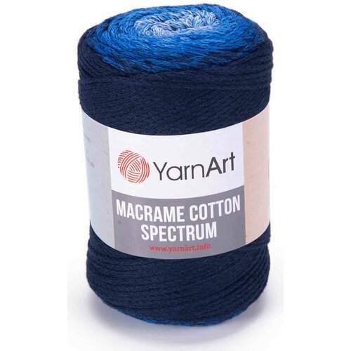 Пряжа YarnArt Macrame cotton spectrum тёмно синий-василек-светло-голубой (1324), 85%хлопок/15%полиэстер, 225м, 250г, 5шт
