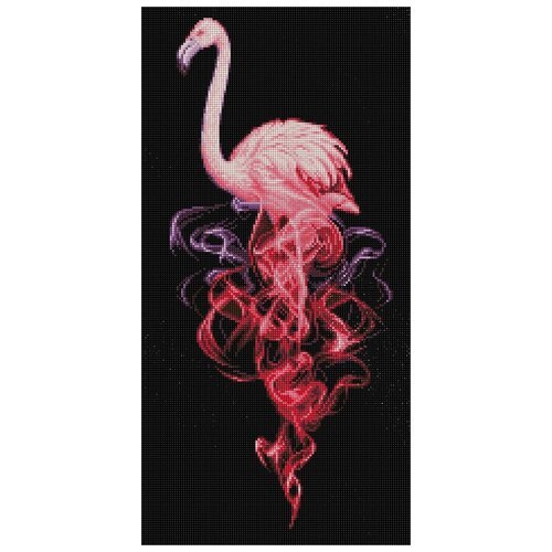 Картина стразами «Фламинго в дыму» 30х60 см
