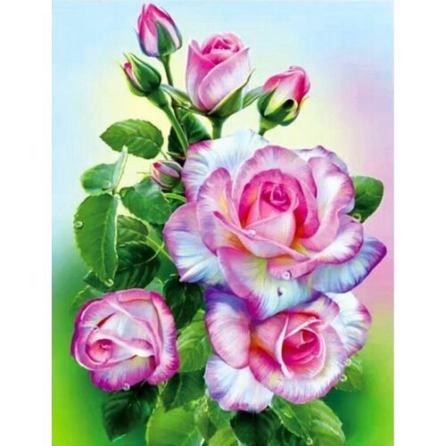 Алмазная мозаика на подрамнике (картина стразами) 40х50 Букет роз